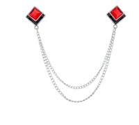 Spilla da uomo con catena, 1 pezzo, con cristalli geometrici, nappa, colletto della camicia, spille for feste di matrimonio, accessori(Sliver Red)