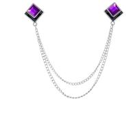 Spilla da uomo con catena, 1 pezzo, con cristalli geometrici, nappa, colletto della camicia, spille for feste di matrimonio, accessori(Sliver Purple)