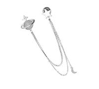 Spilla da uomo con cristalli scintillanti a forma di luna e pianeta, con strass, abbellimenti e catena, per gli appassionati di moda da uomo