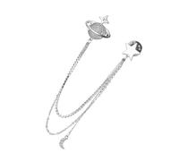 Spilla da uomo con cristalli scintillanti a forma di luna e pianeta, con strass e catena, per gli appassionati di moda, spilla con pianeta e luna in cristallo