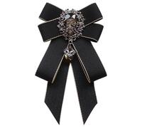 Spilla da uomo con fiocco grande con strass retrò Bowtie pre-legata mosche regolabile cristallo arco cravatta fiocco collare clip collo per abito matrimonio festa cerimonia, Nero , 16*10CM
