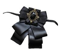 Spilla da uomo con fiocco grande con strass retrò Bowtie raso pre-legato mosche regolabili cristallo arco cravatta fiocco collare clip collo per abito matrimonio festa cerimonia, Nero , m