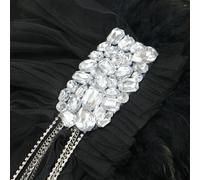 Spilla Da Uomo Epaulette Spallina Con Strass Piuma Rete Frangia