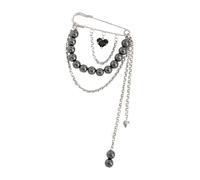Spilla dal design unico con frangia di perline e robusta spilla in metallo per abiti, ciondolo a forma di cuore, gioiello alla moda