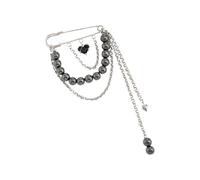 Spilla dal design unico con frangia di perline e robusta spilla in metallo per abiti, ciondolo a forma di cuore, gioiello alla moda