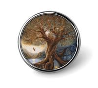 Spilla decorativa a forma di albero della vita, in lega di alluminio resistente, spilla rotonda leggera per camicie, giacche, cappelli, uniformi, 2,5 cm
