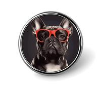 Spilla decorativa a forma di bulldog francese, in lega di alluminio resistente, spilla rotonda leggera per camicie, giacche, cappelli, uniformi, 2,5 cm