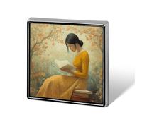 Spilla decorativa a forma di donna con gonna gialla, spille da bavero alla moda per donne e uomini, spille divertenti per abiti, giacche, cappelli, zaini, borse, accessori per borse - Quadrata