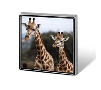 Spilla decorativa a forma di due giraffe, spilla da bavero alla moda per donne e uomini, spilla divertente per abiti, giacche, cappelli, zaini, borse, accessori per borse - Quadrata