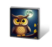 Spilla decorativa a forma di gufo e luna gialla, spille alla moda per donna e uomo, spille divertenti per abiti, giacche, cappelli, zaini, borse, accessori per borse - Quadrata