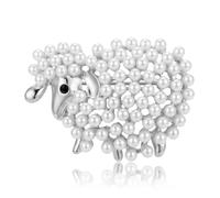 Spilla decorativa a forma di pecora con perla d'imitazione, spilla decorativa a forma di agnello, gioiello da donna