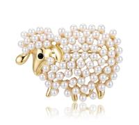 Spilla decorativa a forma di pecora con perla d'imitazione, spilla decorativa a forma di agnello, gioiello da donna