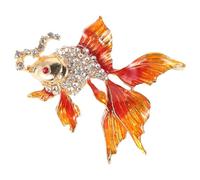 Spilla Decorativa a Forma di Pesce Rosso con Pietre per Donne Eleganti | Lega di Zinco, Effetto Gioiello, Eventi Formali e Occasioni Tranquille