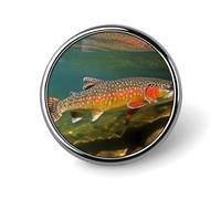 Spilla decorativa a forma di trota di torrente per la pesca a mosca, ideale come spilla da bavero, spilla da cravatta, gioiello decorativo per cappelli, giacche e camicie.