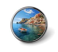 Spilla decorativa a tema città di mare, ideale per risvolto, cravatta, cappelli, giacche e camicie.