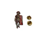 Spilla decorativa con soldato centurione romano, design 3D, oro e rosso