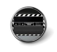 Spilla decorativa nera a forma di ciak per film classici, spilla rotonda in lega di alluminio resistente, spilla leggera con bottone per camicie, giacche, cappelli, uniformi, 2,5 cm.