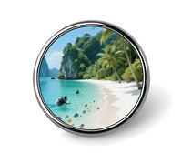 Spilla decorativa per zaino con paesaggio tropicale dell'isola di Phi Phi, spilla carina per donna, spilla da bavero da uomo per abiti, spille alla moda per cappelli, zaini, borse, giacche, camicie,