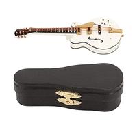 Spilla decorativa RespiceFinem a forma di chitarra cava bianca con chiusura di sicurezza modello Mini Instruments in custodia di velluto di legno.