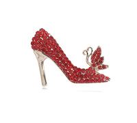 Spilla delicata a forma di scarpe con tacco alto, con strass e cristalli rossi, per risvolto, scialle, abiti, giacche, zaini, spille alla moda, gioielli regalo per donne, ragazze, figlie, Metallo,