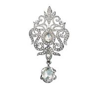 Spilla Delle Signore Spille a forma di goccia d'acqua in cristallo bianco for abiti da sposa donna, spille bouquet con strass color argento(Color 2)