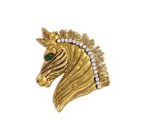 Spilla dettagliata a forma di cavallo in lega d'argento/oro in lega da uomo accessorio per petto decorazione per occasioni speciali gioielli a cavallo cinese, One Size, come descritto