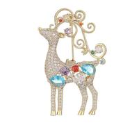Spilla di cervo con zirconi cubici-Spilla colorata con strass di animali della foresta, grazioso accessorio per gioielli da donna, borsa con cappello vestito regalo di nozze