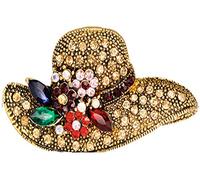 Spilla di cristallo con strass per donne, spilla a forma di cappello dal design intelligente