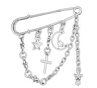 Spilla di moda Spille Stella Ciondolo Spilla Clip Nappe Catena Croce Revers Pin Spille Per Le Donne di Sicurezza Scarpe Origination Donne, Taglia unica, come descritto