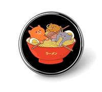 Spilla di novità con simpatico gatto, stile giapponese, con spaghetti di ramen, spilla da bavero, spilla, distintivo, cravatta, gioielli, decorazione per cappelli, giacche, camicie