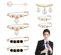 Spilla di sicurezza con perle, spille portatili per abbigliamento, set di 8 spille per donne e ragazze, clip alla moda per maglioni e scialle, spilla per pantaloni