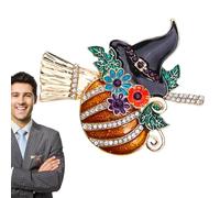 Spilla di zucca, spilla di smalto zucca, spille per la moda femminile, spilla del Ringraziamento per cappello da mago nero, spilla di zucca con strass, lega di strass per il