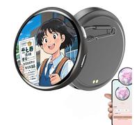 Spilla digitale 2026, badge E con touch screen da 1,7 '' Ips Hd, pin digitale badge pixel, badge digitali, foto video, gif display pin, regalo elettronico senza badge per anime/star/idolo/fan del