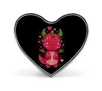 Spilla/distintivo a forma di cuore con frutto del drago di San Valentino, in alluminio, ideale per decorare zaini e cappelli.