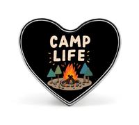 Spilla/distintivo in metallo divertente a forma di cuore "Camp Life" da 2,5 cm | Accessori originali per abbigliamento, cappelli, borse e cravatte per uomo e donna