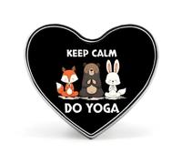 Spilla/distintivo "Keep Calm Do Yoga" a forma di cuore in alluminio, decorazione per zaini e cappelli.