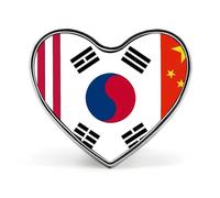 Spilla divertente con bandiera degli Stati Uniti, Corea del Sud e Cina, a forma di cuore, spilla con bottone, distintivo, spilla, cappello, abbigliamento, gioielli per uomo e donna.