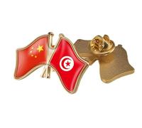 Spilla Divertente Con Bandiera Intersecata Cina E Tunisia Distintivo Dell'Amicizia In Cristallo In Stile Etnico Patriottico Spilla Per Cravatta Distintivo Gioielli Cappelli Vestiti Accessori A