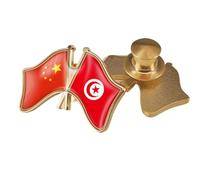 Spilla Divertente Con Bandiera Intersecata Cina E Tunisia Distintivo Dell'Amicizia In Cristallo In Stile Etnico Patriottico Spilla Per Cravatta Distintivo Gioielli Cappelli Vestiti Accessori A