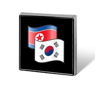 Spilla divertente con bandiere della Corea del Nord e del Sud, quadrata, per cappello, abbigliamento, gioielli, accessori, regali per uomo e donna