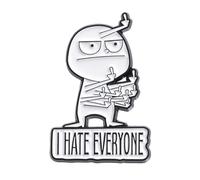 Spilla divertente con scritta "I Hate Everyone", divertente spilla interattiva per esprimere l'umore, regalo divertente, smaltata, spilla a forma di spilla