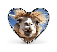 Spilla divertente con stampa di un alpaca e un lama a tema amore.