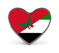Spilla divertente in metallo con bandiera del Marocco e del Sahara occidentale, 1 pollice, a forma di cuore, per vestiti, cappelli, borse, accessori, cravatte, decorazioni