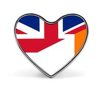 Spilla divertente in metallo con bandiera del Regno Unito e dell'Irlanda, da 1 pollice, a forma di cuore, per vestiti, cappelli, borse, accessori, cravatte, decorazioni