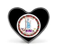 Spilla divertente in metallo con sigillo dello Stato della Virginia, 1 pollice, a forma di cuore, per vestiti, cappelli, borse, accessori, cravatte, decorazioni