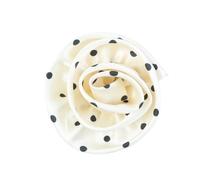 Spilla Donna 10CM Vintage Polka Dot Rose Brooch Pin Handcrafted Flower Everything Outfit Accessory(Beige)