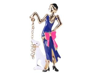 Spilla Donna Retrò in Lega Blu, Gioiello Elegante da Donna | 1 Pezzo, Figura Femminile, Stile Chic e Delicato, Dettaglio Originale per Collezione