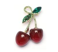 Spilla Donna Sweet Elegant Cherry Brooch Rhinestone Enamel Fruit Pin Suit Coat Backpack Decoration Jewelry Accessories Party(Color-04)