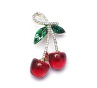 Spilla Donna Sweet Elegant Cherry Brooch Rhinestone Enamel Fruit Pin Suit Coat Backpack Decoration Jewelry Accessories Party(Color-07)