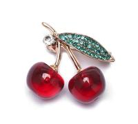 Spilla Donna Sweet Elegant Cherry Brooch Rhinestone Enamel Fruit Pin Suit Coat Backpack Decoration Jewelry Accessories Party(Color-06)